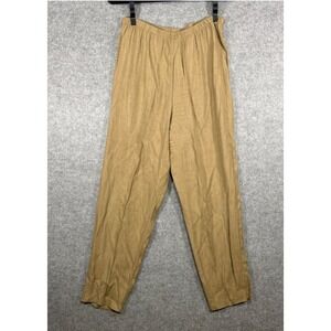Unbranded Trousers Women 16 Tan Elastic Waist Straight Leg Acetate Rayon USA